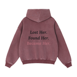 LOST & FOUND 'HER' ZIP UP HOODIE | Zip-Through Boxy Fleece Hoodie thumbnail 4
