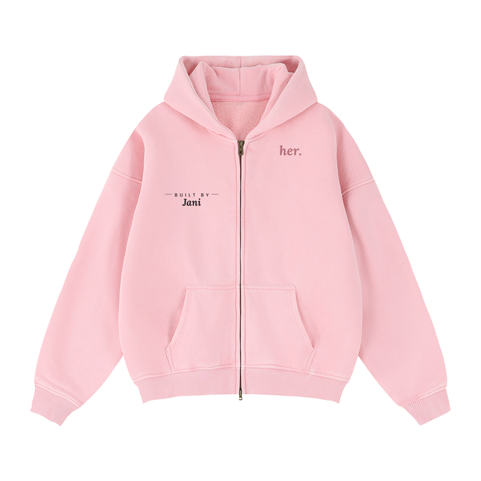 LOST & FOUND 'HER' ZIP UP HOODIE | Zip-Through Boxy Fleece Hoodie